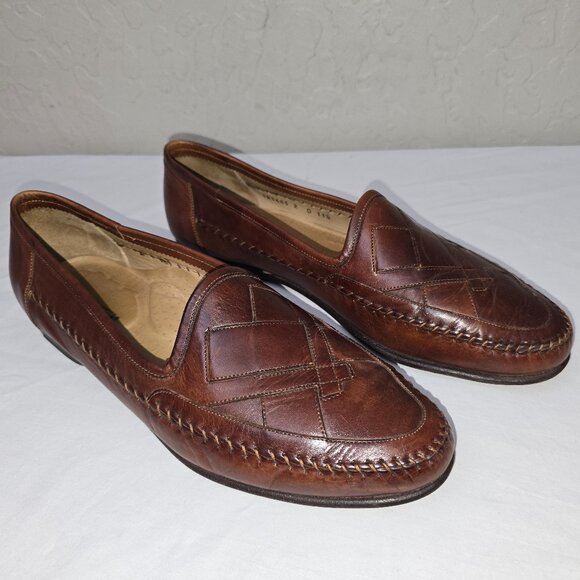 Santoni Brown Leather Slip On Loafers Made In Italy Men's Size 11.5 D - Picture 1 of 9